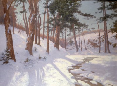 Winter Woodland with a Stream by James MacLaren